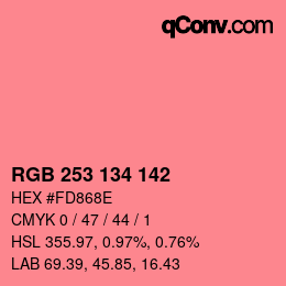 Color code: RGB 253 134 142 | qconv.com