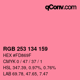 Color code: RGB 253 134 159 | qconv.com