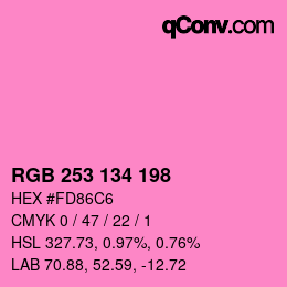 Color code: RGB 253 134 198 | qconv.com