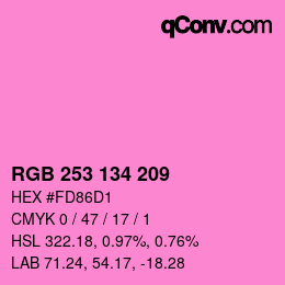 Color code: RGB 253 134 209 | qconv.com