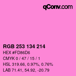 Color code: RGB 253 134 214 | qconv.com