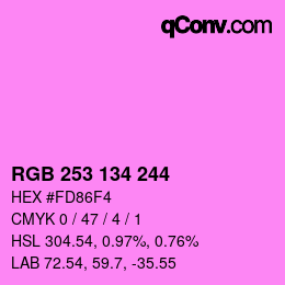 Color code: RGB 253 134 244 | qconv.com