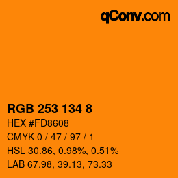 Color code: RGB 253 134 8 | qconv.com