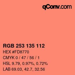 Código de color: RGB 253 135 112 | qconv.com