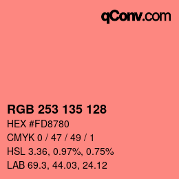 カラーコード: RGB 253 135 128 | qconv.com