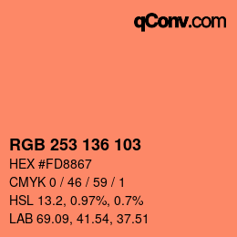 カラーコード: RGB 253 136 103 | qconv.com