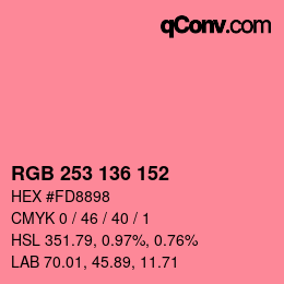 Color code: RGB 253 136 152 | qconv.com