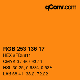 Color code: RGB 253 136 17 | qconv.com