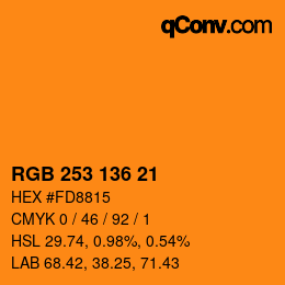 Color code: RGB 253 136 21 | qconv.com