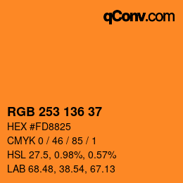 Color code: RGB 253 136 37 | qconv.com