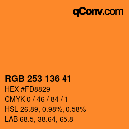Color code: RGB 253 136 41 | qconv.com