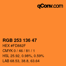 Color code: RGB 253 136 47 | qconv.com