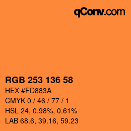 Color code: RGB 253 136 58 | qconv.com