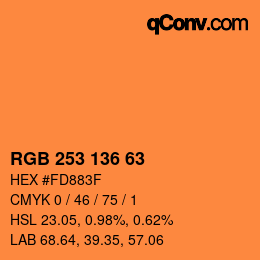 Color code: RGB 253 136 63 | qconv.com