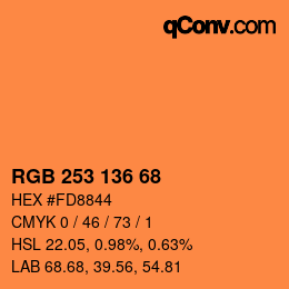 Color code: RGB 253 136 68 | qconv.com