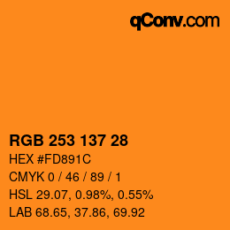 颜色代码: RGB 253 137 28 | qconv.com