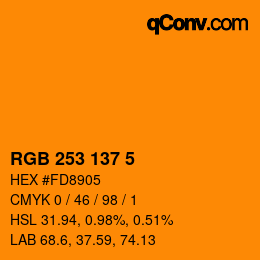カラーコード: RGB 253 137 5 | qconv.com