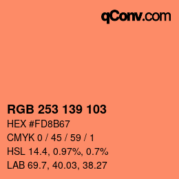 カラーコード: RGB 253 139 103 | qconv.com