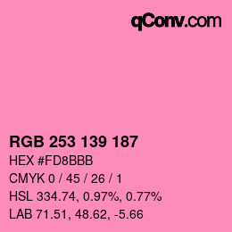 Color code: RGB 253 139 187 | qconv.com
