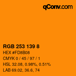 颜色代码: RGB 253 139 8 | qconv.com