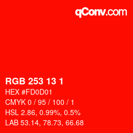 Color code: RGB 253 13 1 | qconv.com