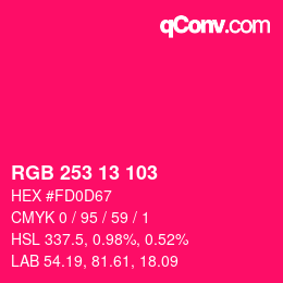 颜色代码: RGB 253 13 103 | qconv.com