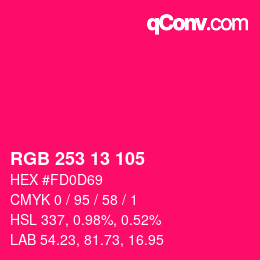 颜色代码: RGB 253 13 105 | qconv.com