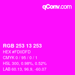 カラーコード: RGB 253 13 253 | qconv.com