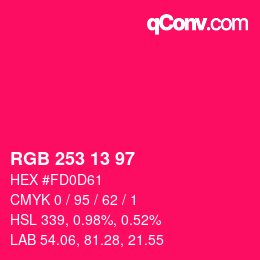 カラーコード: RGB 253 13 97 | qconv.com
