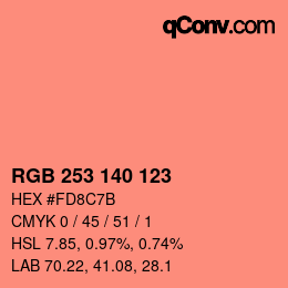 カラーコード: RGB 253 140 123 | qconv.com