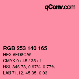 颜色代码: RGB 253 140 165 | qconv.com
