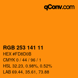 Color code: RGB 253 141 11 | qconv.com