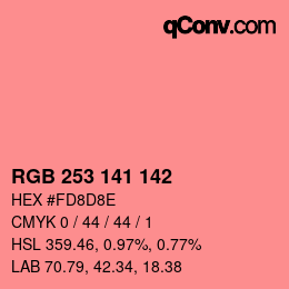 Color code: RGB 253 141 142 | qconv.com