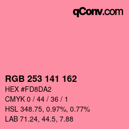 Color code: RGB 253 141 162 | qconv.com
