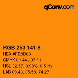 颜色代码: RGB 253 141 8 | qconv.com