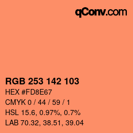カラーコード: RGB 253 142 103 | qconv.com
