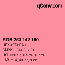 Color code: RGB 253 142 160 | qconv.com