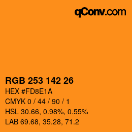 Color code: RGB 253 142 26 | qconv.com