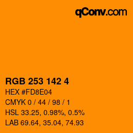 Color code: RGB 253 142 4 | qconv.com