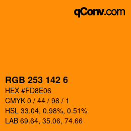 カラーコード: RGB 253 142 6 | qconv.com