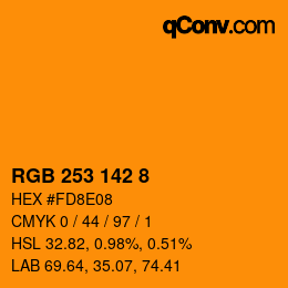 Color code: RGB 253 142 8 | qconv.com