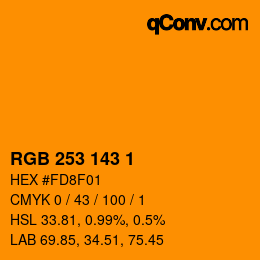 カラーコード: RGB 253 143 1 | qconv.com