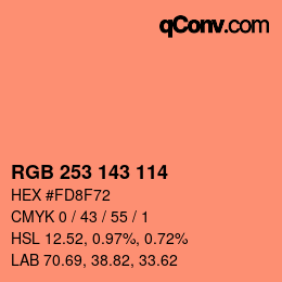 カラーコード: RGB 253 143 114 | qconv.com
