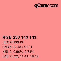 カラーコード: RGB 253 143 143 | qconv.com