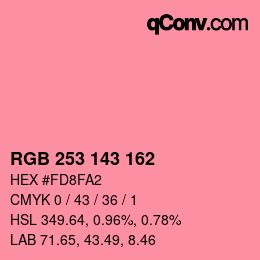 Color code: RGB 253 143 162 | qconv.com