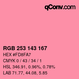カラーコード: RGB 253 143 167 | qconv.com