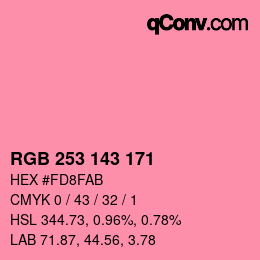 カラーコード: RGB 253 143 171 | qconv.com