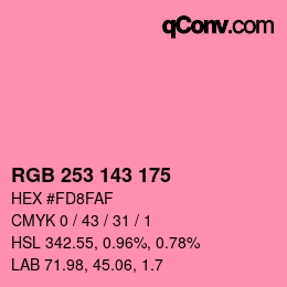 Color code: RGB 253 143 175 | qconv.com
