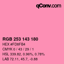 カラーコード: RGB 253 143 180 | qconv.com