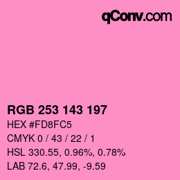 カラーコード: RGB 253 143 197 | qconv.com